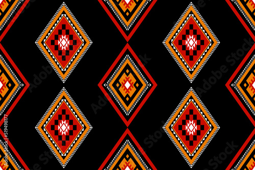 Geometric ethnic oriental seamless pattern traditional Design for background,carpet,wallpaper.clothing,wrapping,Batik fabric,Vector illustration.embroidery style - Sadu, sadou, sadow or sado