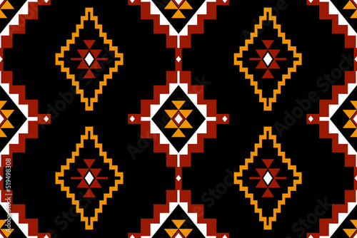 Geometric ethnic oriental seamless pattern traditional Design for background,carpet,wallpaper.clothing,wrapping,Batik fabric,Vector illustration.embroidery style - Sadu, sadou, sadow or sado