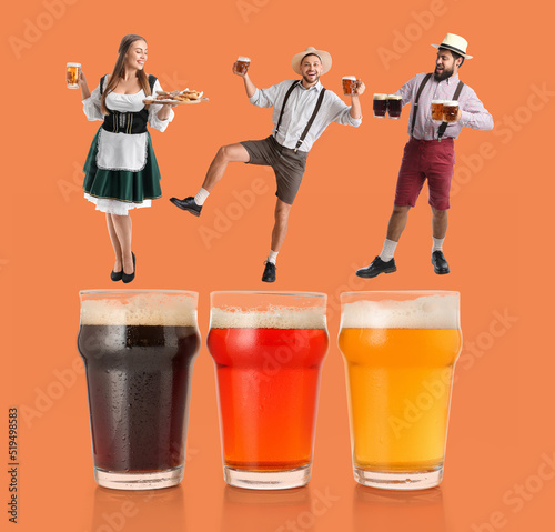 Collage with fresh beer and...
