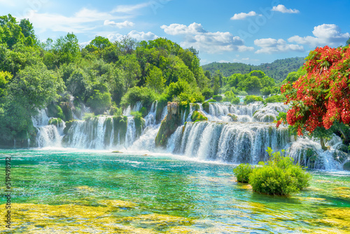 Fototapeta Naklejka Na Ścianę i Meble -  Landscape with waterfalls in Krka National Park, Croatia