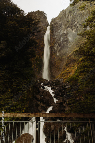 Devils Punchbowl Waterfall, South Island, New zealand. photo