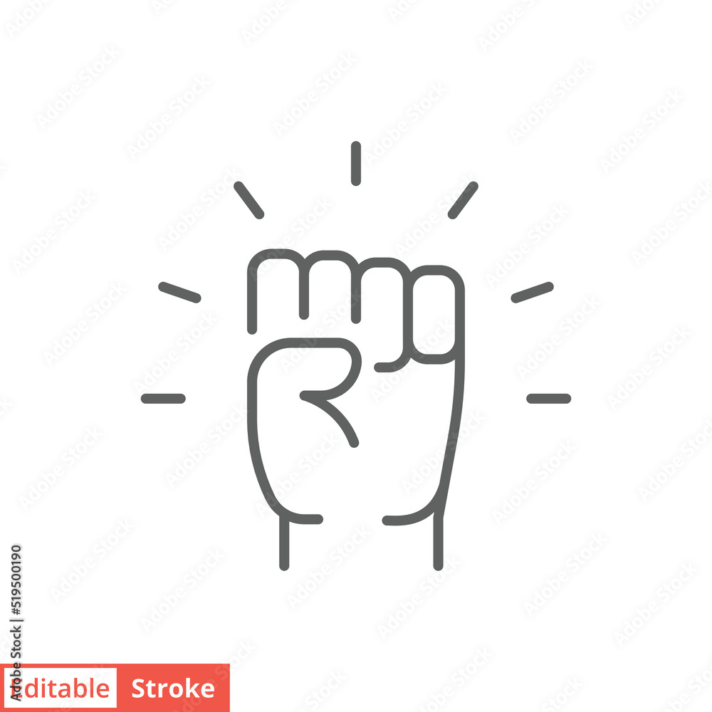 Empowerment icon. Simple outline style. Hand fist, empower, strength, courage, strong, power concept. Thin line vector illustration isolated on white background. Editable stroke EPS 10. Empowerment icon. Simple outline style. Hand fist, empower, strength, courage, strong, power concept. Thin line vector illustration isolated on white background. Editable stroke EPS 10.
