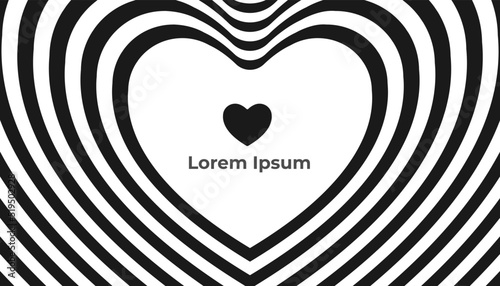 Abstract frame in the form of a heart from black and white lines.