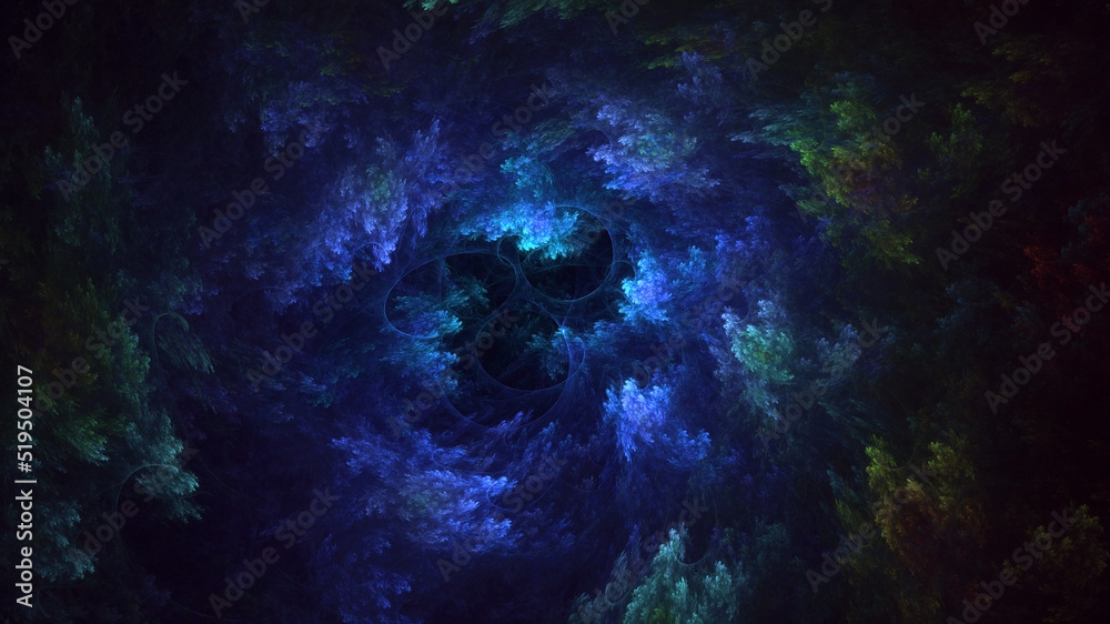 3D rendering abstract multicolor technology fractal light background