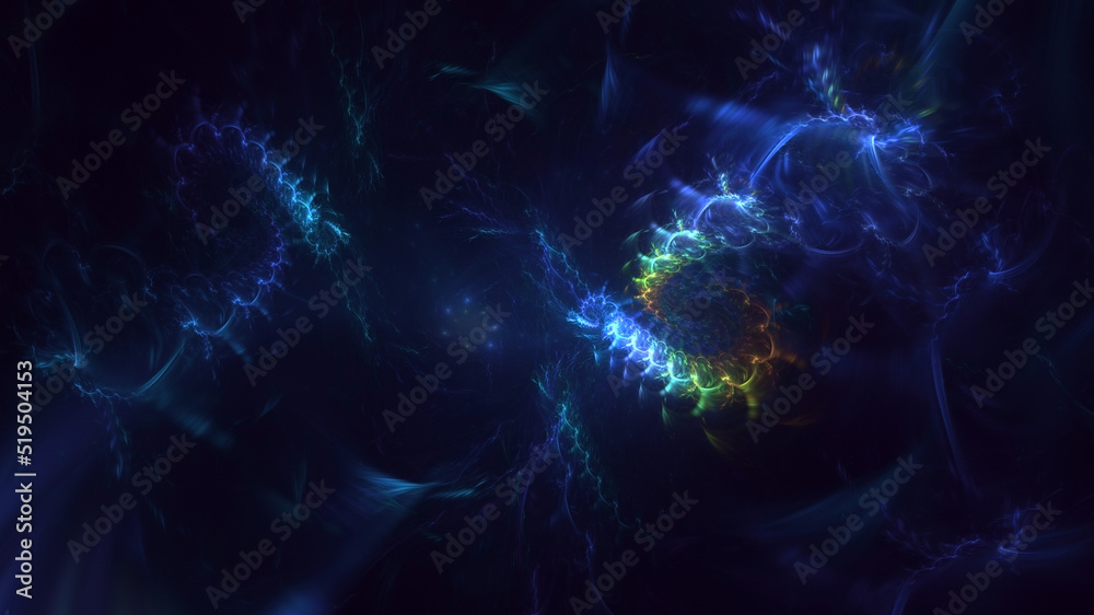 3D rendering abstract multicolor technology fractal light background