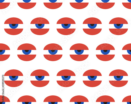 Bauhaus eye seamless pattern. Minimal geometric design of the 20s. Abstract vector template with elements of primitive forms. Modern hipster style. 