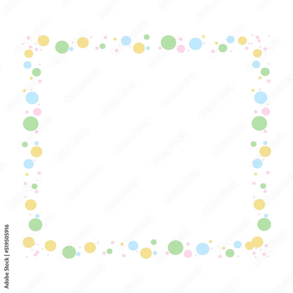 Cartoon decorative border frame. Blank empty border with polka dot pattern decoration. Isolated by white background, flat design, vector, illustration, EPS10 Cartoon decorative border frame. Blank empty border with polka dot pattern decoration. Isolated by white background, flat design, vector, illustration, EPS10