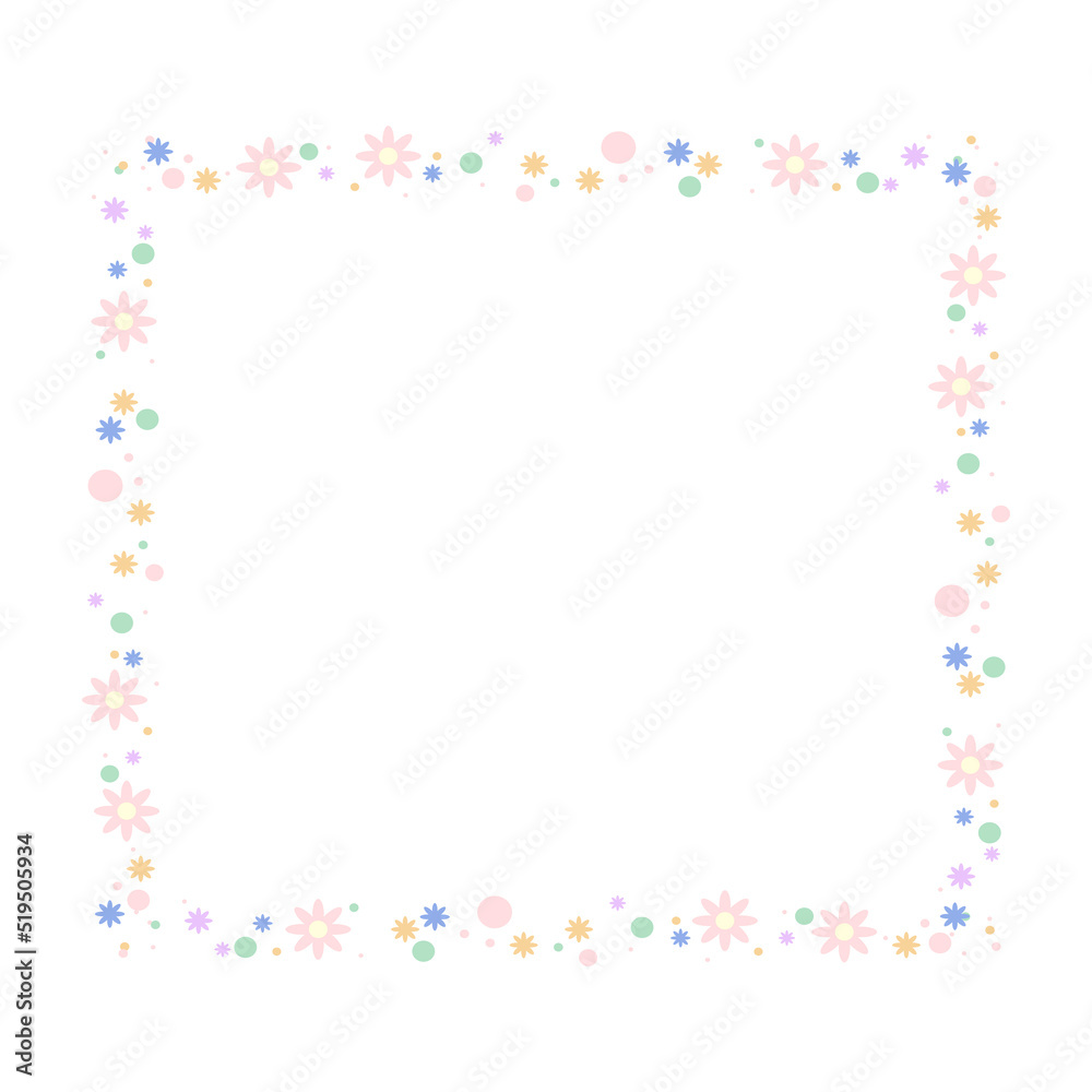 Cartoon decorative border frame. Blank empty border with floral pattern decoration. Isolated by white background, flat design, vector, illustration, EPS10