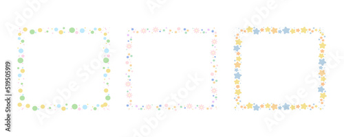 Cartoon decorative border frame set. Blank empty frame with patterned decoration. Isolated by white background, flat design, vector, illustration, EPS10