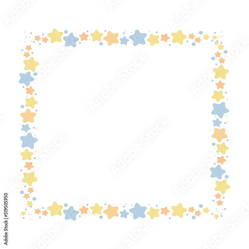 Cartoon decorative border frame. Blank empty border with star pattern decoration. Isolated by white background, flat design, vector, illustration, EPS10