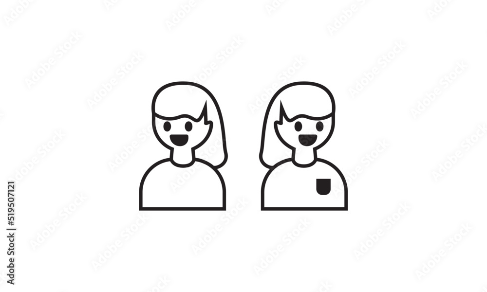 Flat Icon Line Minimalist Woman Set Vector Flat Icon Line Minimalist Woman Set Vector