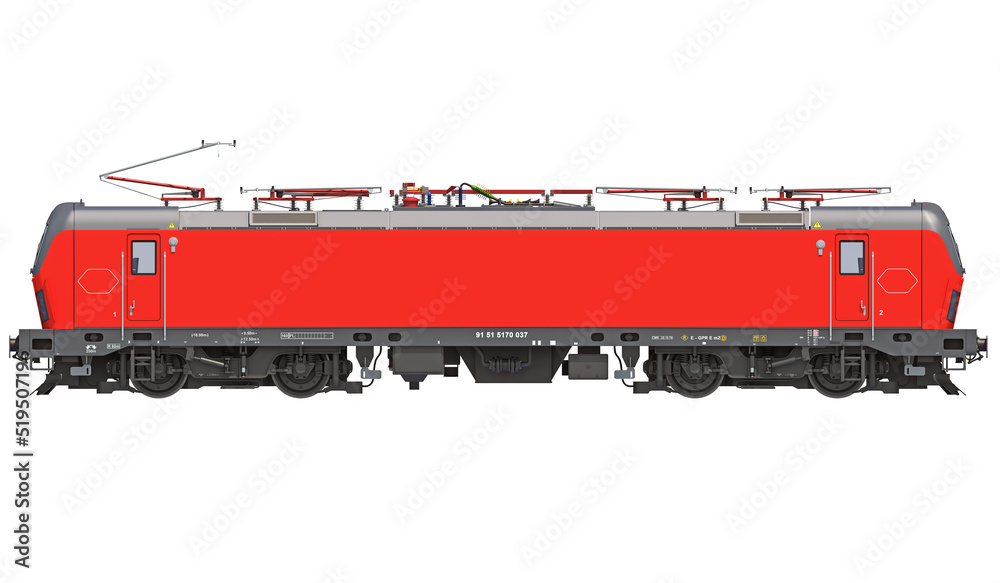 Obraz premium Locomotive Train 3D rendering side view on white background