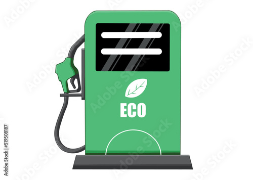 Green gas station isolated on white