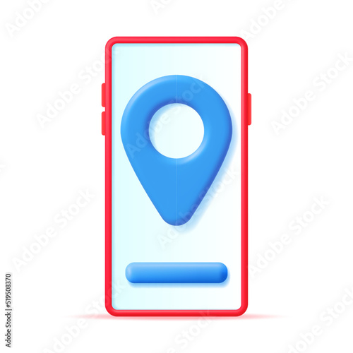 3D Location Map Pin in Smartphone