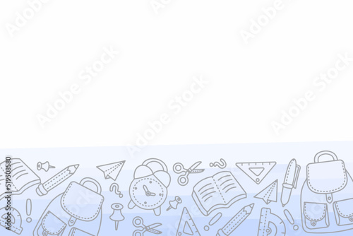 light background by hand back to school with a portfolio of watches and school supplies