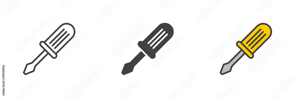 Screwdriver icon in different styles Screwdriver icon in different styles