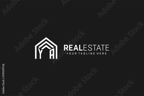 Letter YA house roof shape logo, creative real estate monogram logo style