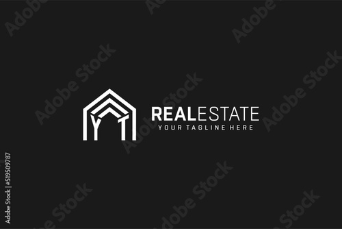 Letter YT house roof shape logo, creative real estate monogram logo style