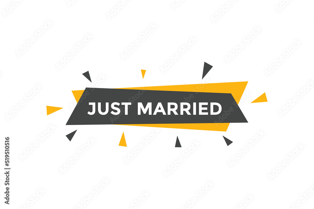 Just married Colorful label sign template. Just married symbol web banner
