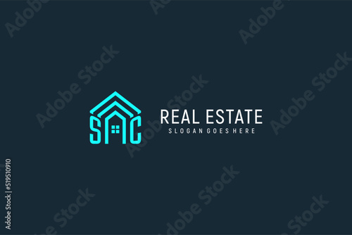 Initial letter SC roof logo real estate with creative and modern logo style