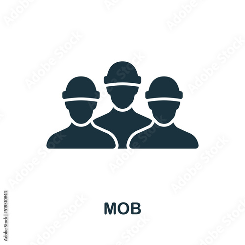 Mob icon. Monochrome simple line Protest icon for templates, web design and infographics