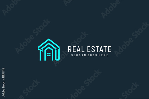 Initial letter TU roof logo real estate with creative and modern logo style