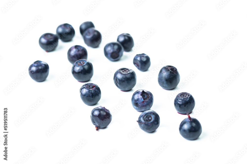 Organic Eating Concepts. Fresh Forest Blueberries With Shallow Depth of Field Isolated on white Background Organic Eating Concepts. Fresh Forest Blueberries With Shallow Depth of Field Isolated on white Background