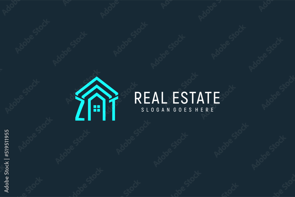 Initial letter ZT roof logo real estate with creative and modern logo style Stock Vector Adobe