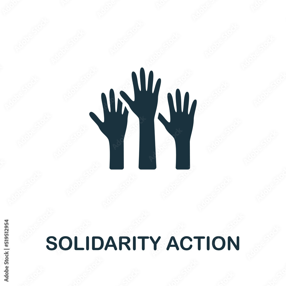 Solidarity Action icon. Monochrome simple line Protest icon for templates, web design and infographics Solidarity Action icon. Monochrome simple line Protest icon for templates, web design and infographics