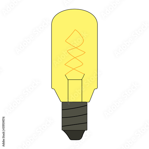 Glowing light bulb icon. Vector doodle illustration of an incandescent light bulb. Energy saving