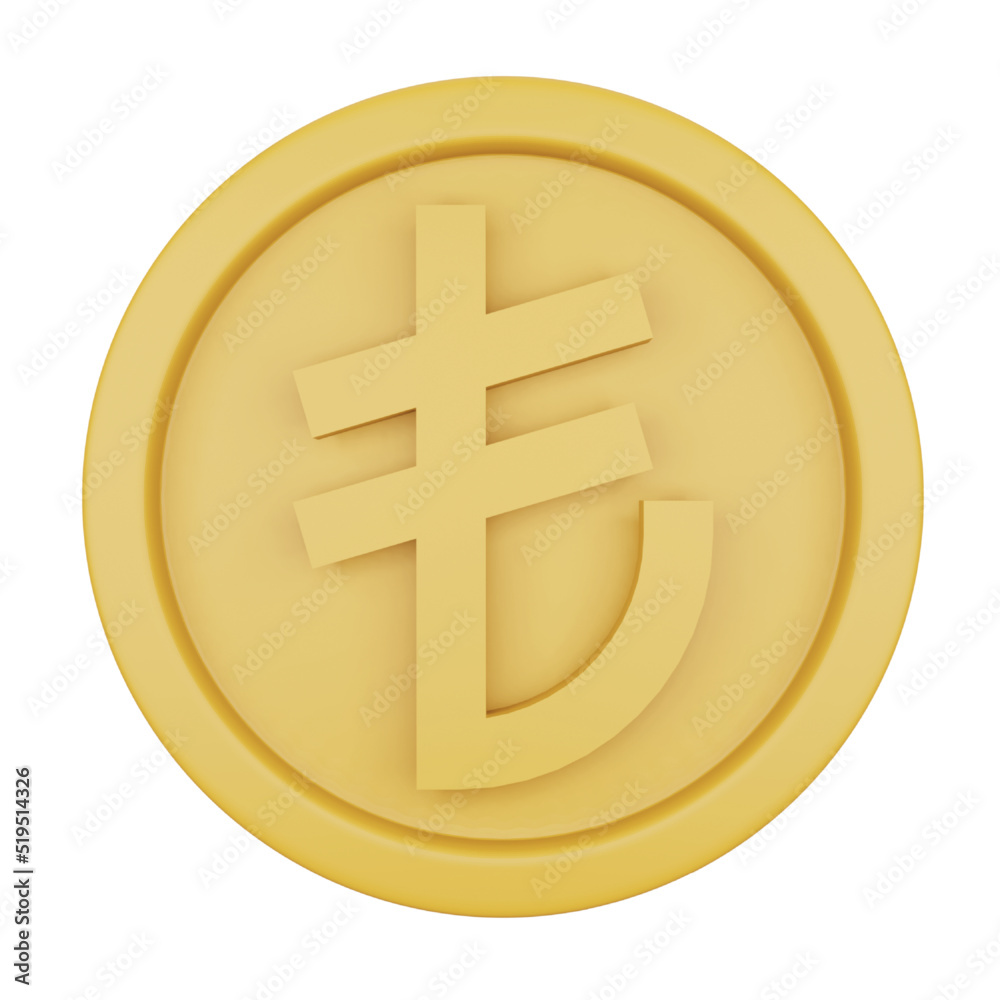 Lira coin 3d rendering isometric icon. Lira coin 3d rendering isometric icon.