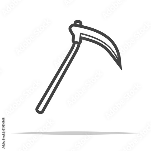 Scythe outline icon vector isolated