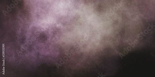暗い星空のイラスト背景）ピンクと白の星雲 横長のテンプレート 夜 金粉 宇宙 ダーク 靄