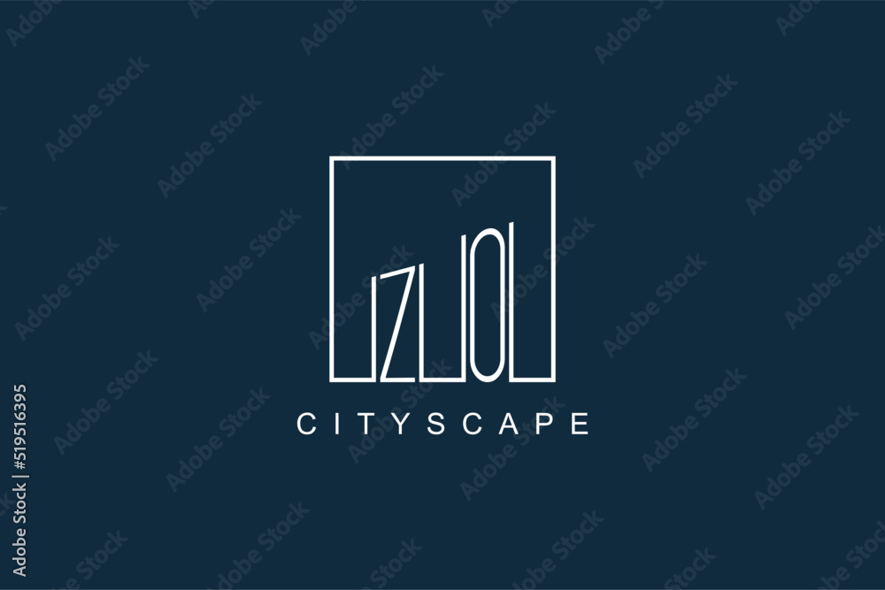 Initials ZO logo with modern minimal elegant square line and abstract building - obrazy, fototapety, plakaty 