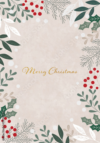 クリスマスのベクターイラストフレーム背景(greeting,invitation,card,postcard,xmas,X'mas)