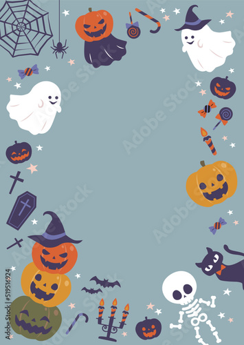 ハロウィン　カボチャとオバケの背景