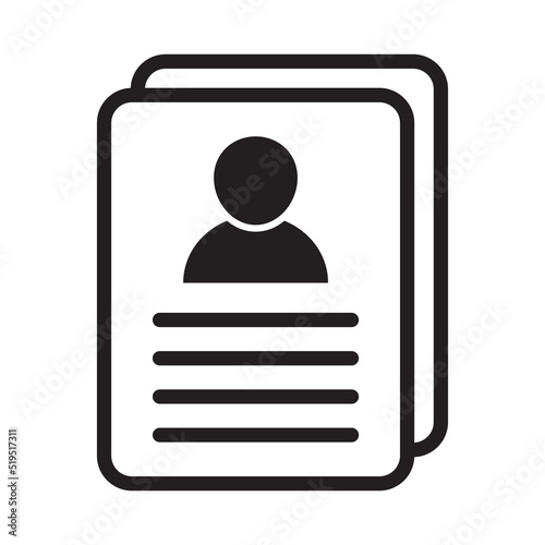 Resume icon, cv sign, vector illustration on white background.