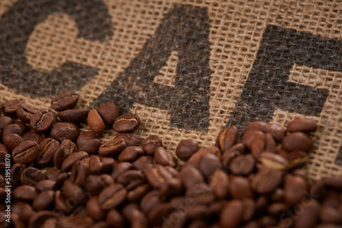 coffee beans on the vintage background photo