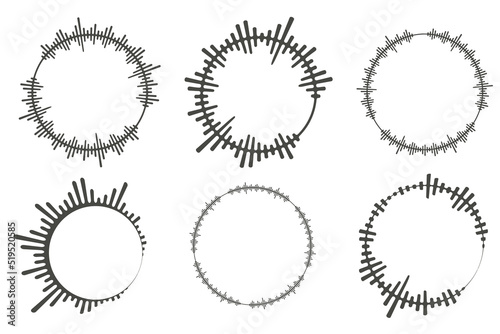 Circle audio waves. Circular music sound equalizer. Abstract radial radio and voice volume symbol. Vector illustration.