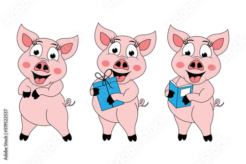 cute pig animal cartoon graphic