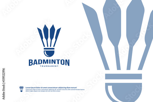 Badminton club logo template, Badminton tournaments logotype concept. Club team identity isolated on white Background, Abstract sport symbol design vector illustration