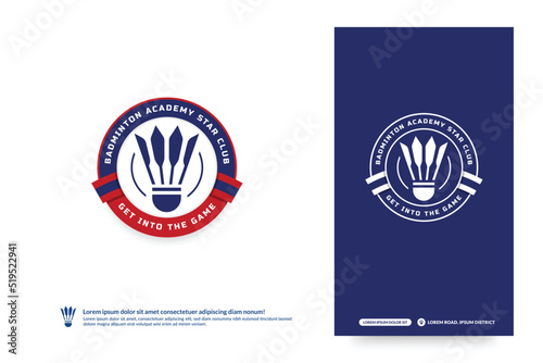 Badminton club logo template, Badminton tournaments logotype concept. Club team identity isolated on white Background, Abstract sport symbol design vector illustration