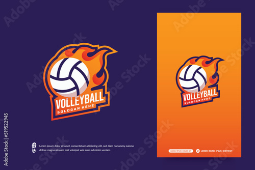Volleyball club logo, Volleyball tournament emblems template. Sport team identity, E-Sport badge design vector illustrations