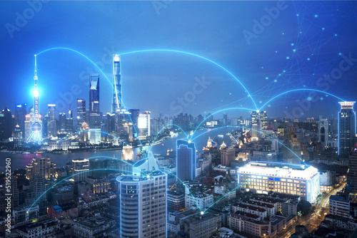Image of 5g IoT concept of global financial city