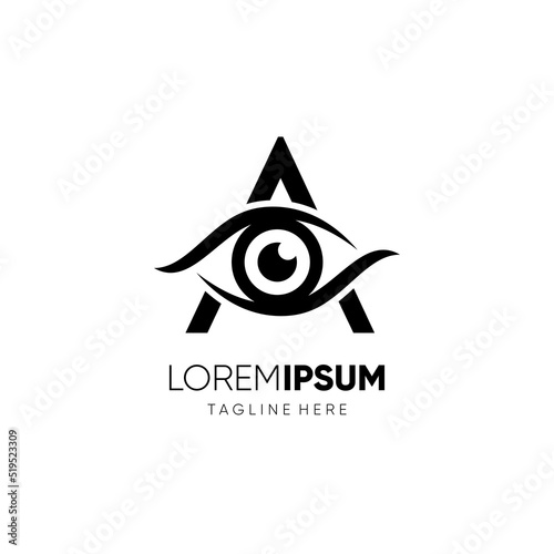 Letter A Initial Eye Logo Design Icon Vector Graphic Emblem Illustration 