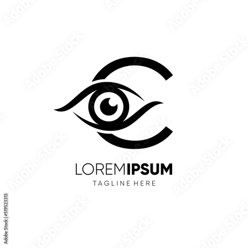 Letter C Initial Eye Logo Design Icon Vector Graphic Emblem Illustration 