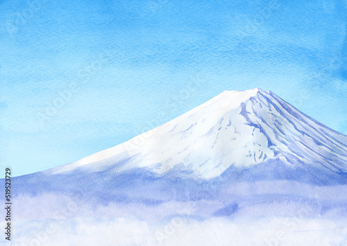 富士山　水彩画イラスト