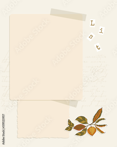 Template To Do List collage scrapbooking for note reminder, autumn sticker doodle hand drawing.