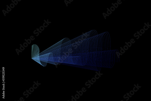 Sound wave illustration on a dark background. Abstract blue digital equalizer indicators. Voice graph meter or audio electronic tracks.Vector horizontal sonic vibration spectrum.