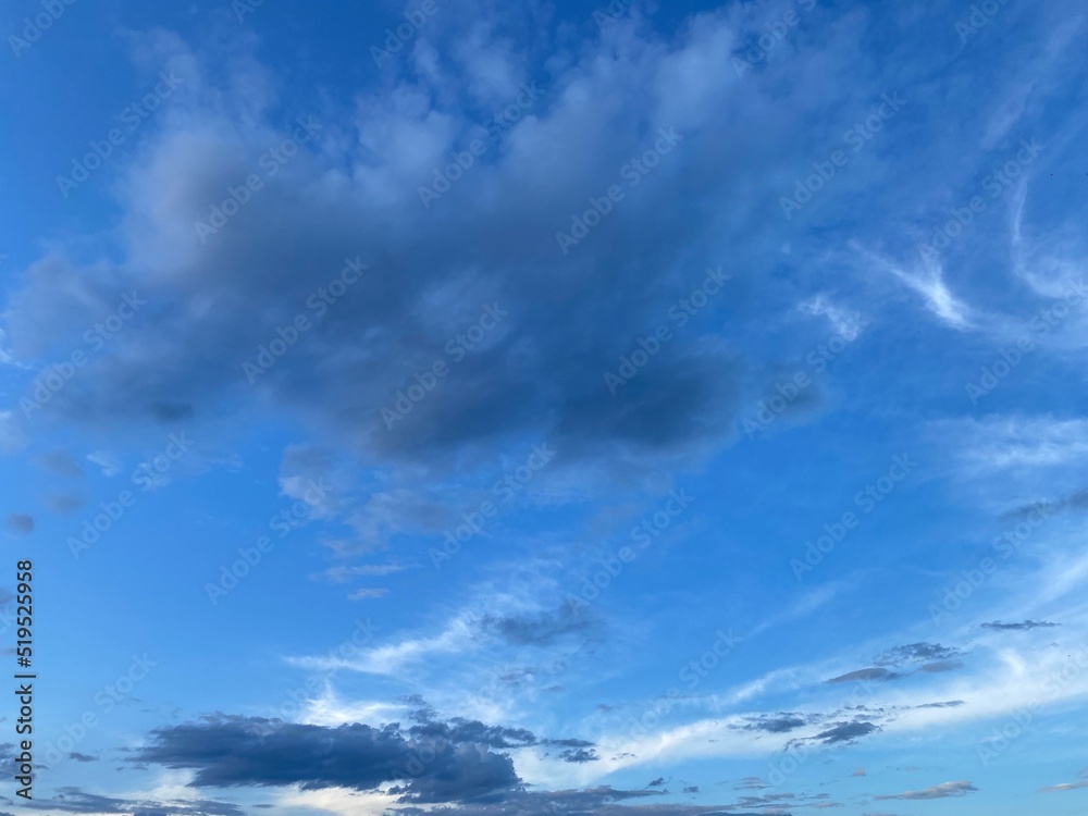 Obraz premium Summer blue sky with clouds. Beautiful blue sky.